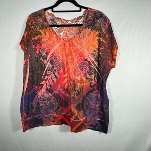 Susan Lawrence Multi-Color Orange  Top. Sz 1x